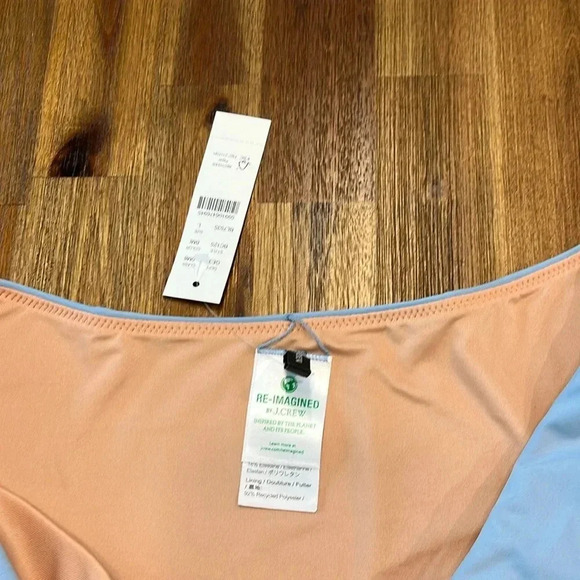 J. Crew NWT light blue Curve Waist Cheeky Bikini Bottom Women’s Size L - Picture 2 of 3